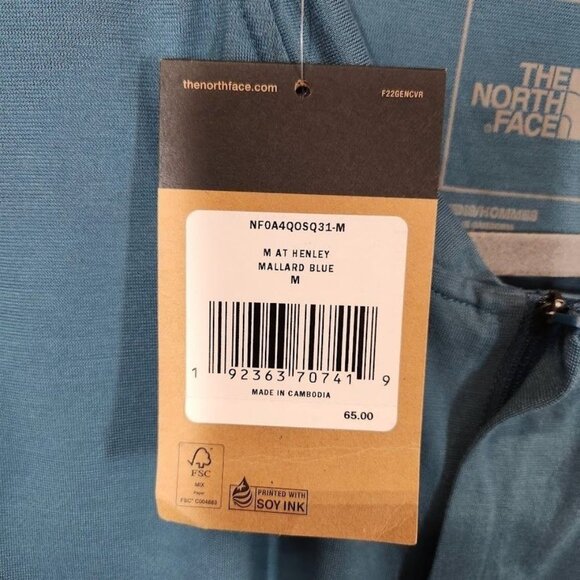 The North Face Men's Active Trail Henley Shirt in Mallard Blue - Size Medium - Picture 7 of 8